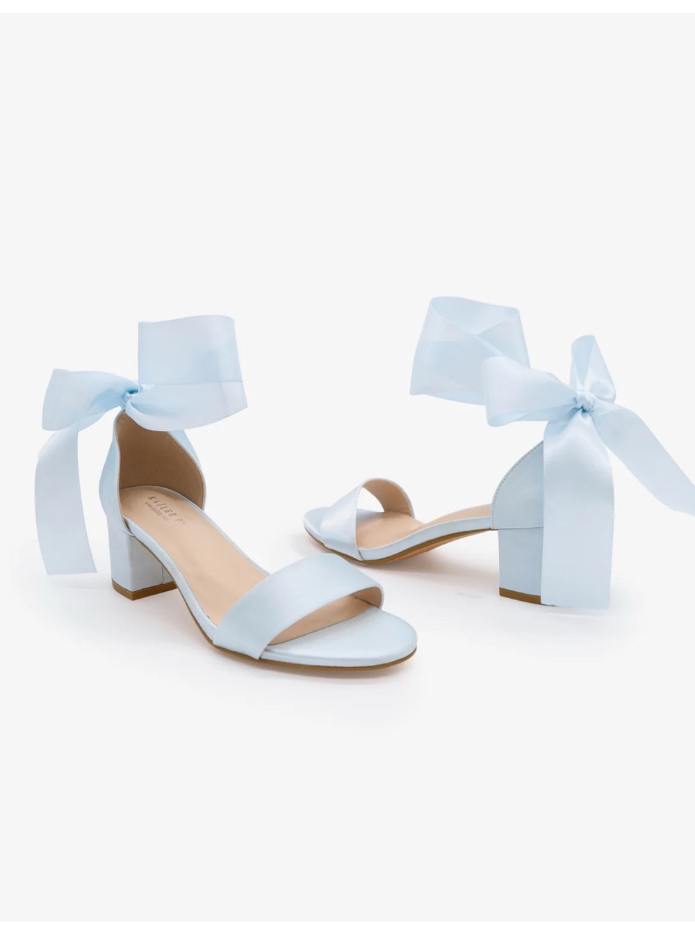 Kailee P. Brand New Light Blue Bow Back Block Heel Pumps Size 7 wedding shoes